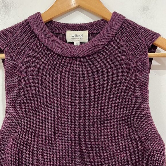 Aritzia Wilfred Palmier Wool Sleeveless Knitted Top Tunic Sweater in Burgundy XS - Picture 2 of 10